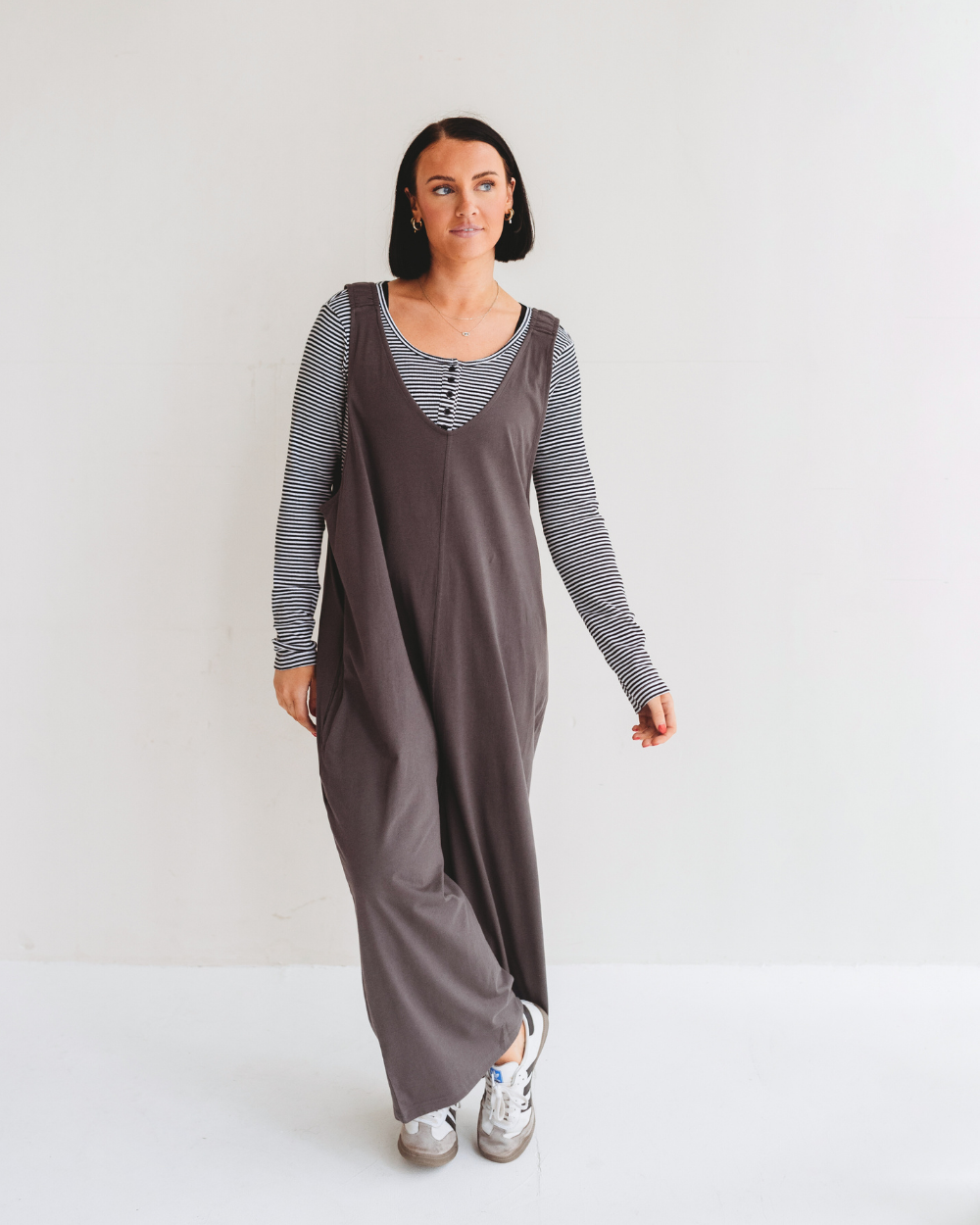 organic cotton Grace Charcoal Grey Wide Leg Jumpsuit - image 2