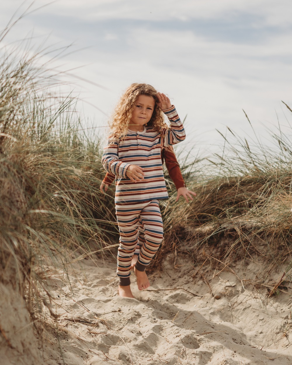 organic cotton Multicolour Retro Stripe Print Leggings - Image 1
