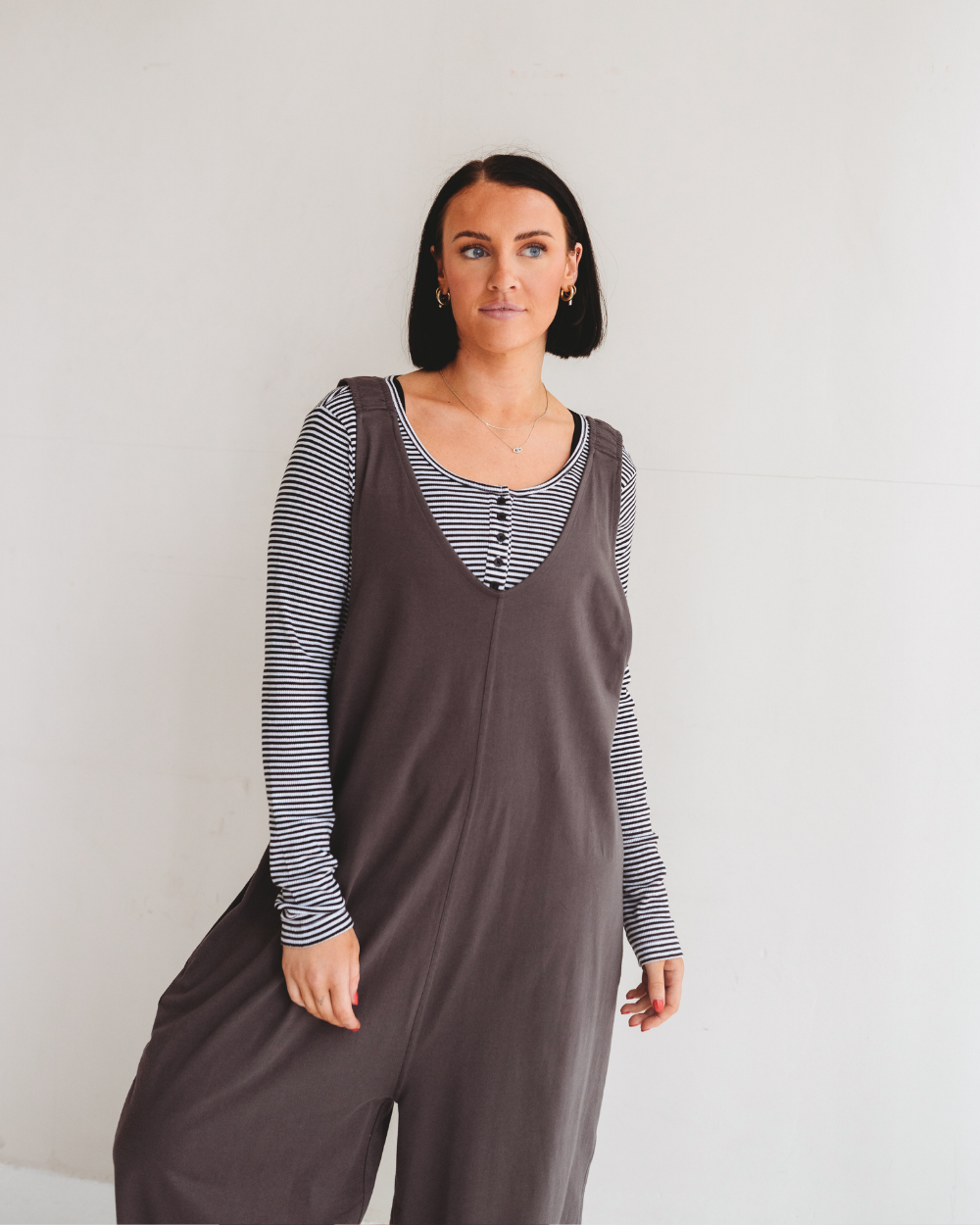organic cotton Grace Charcoal Grey Wide Leg Jumpsuit - image 3