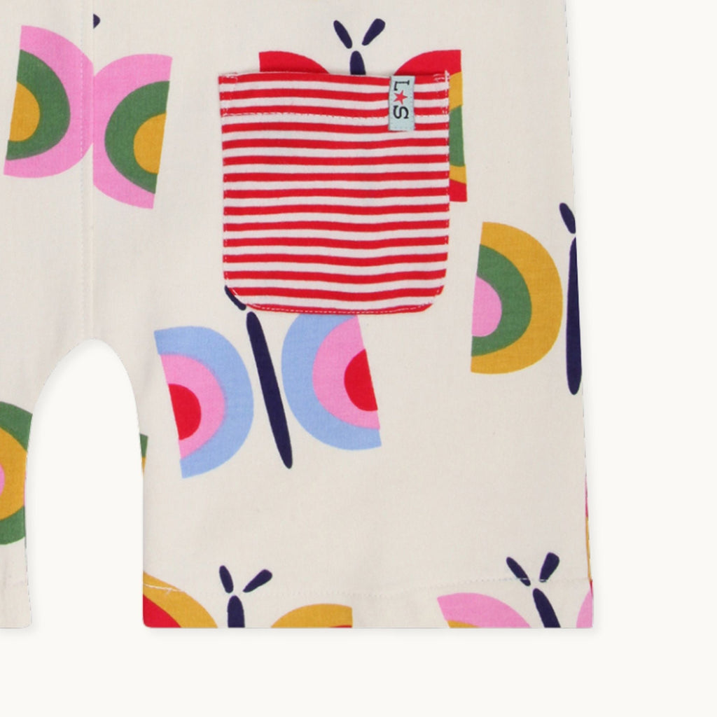 Multicoloured Butterfly Print Dungarees