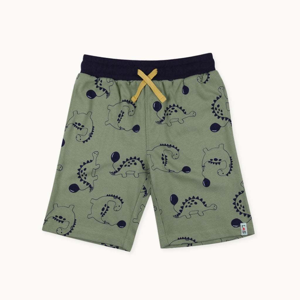 Multicoloured Dinosaur And Stripe Print Short - 2 Pack