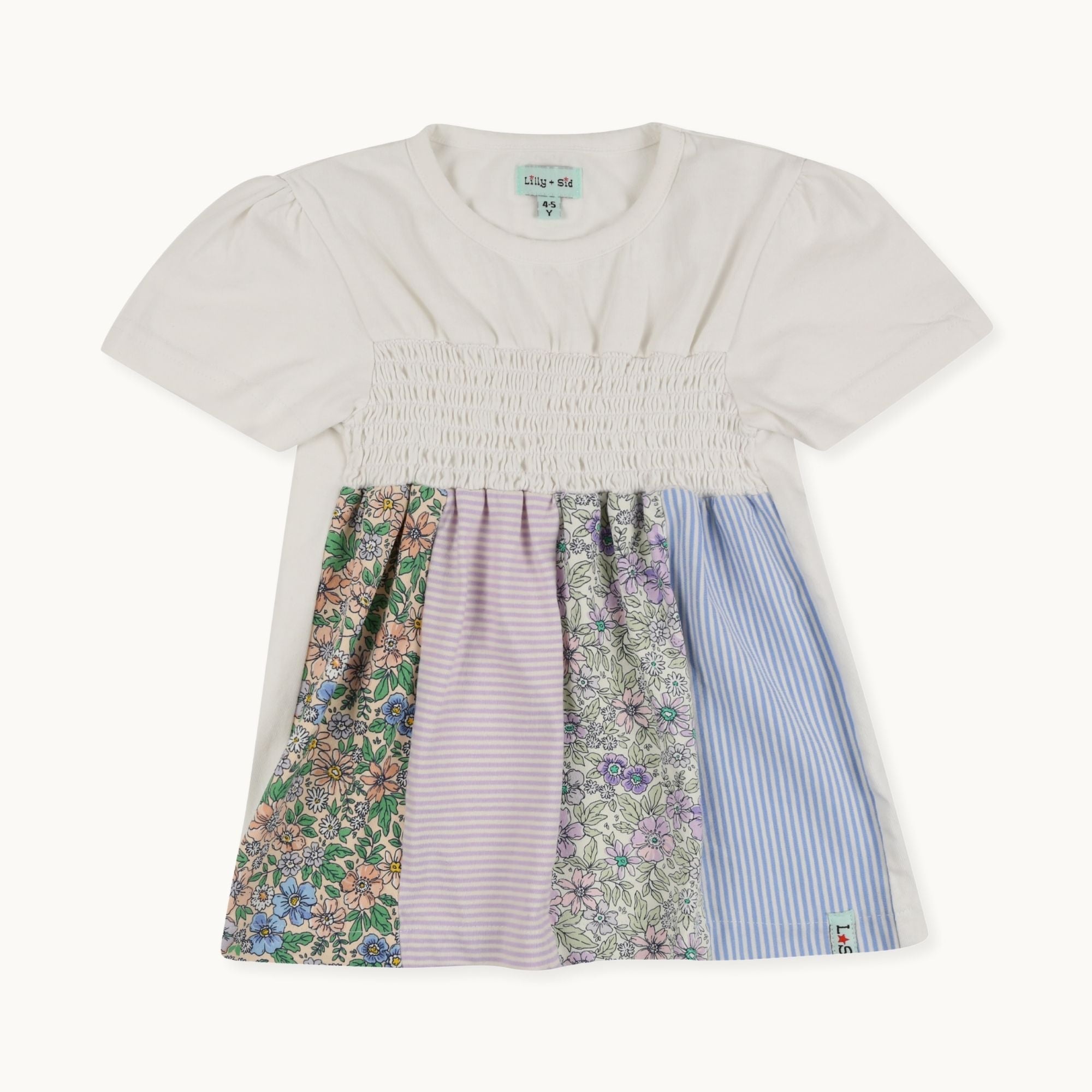Multicoloured Ditsy Floral And Stripe Print Top
