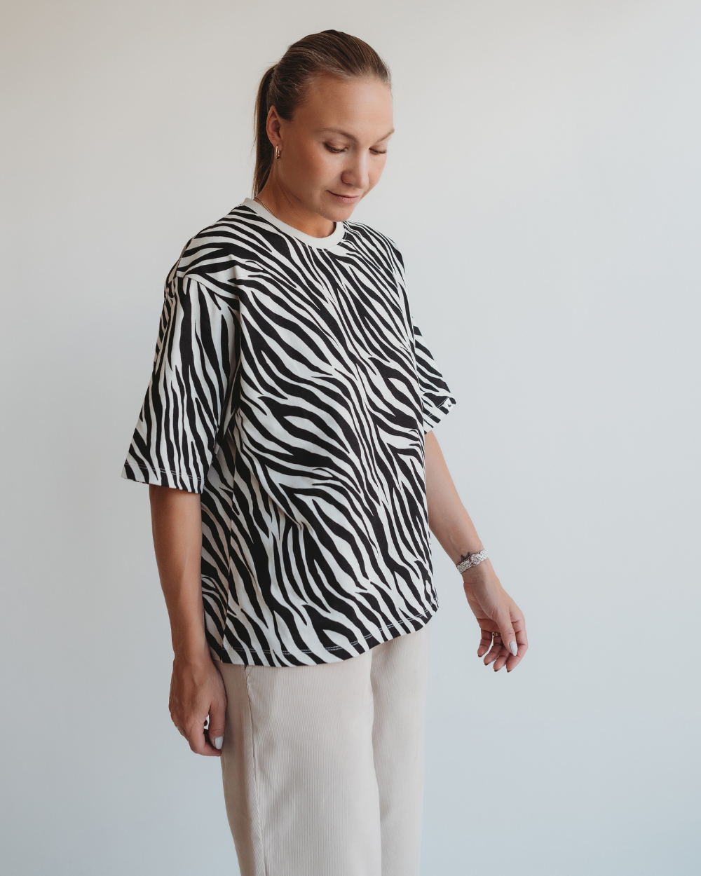 Elsie Multicolour Zebra Streak Print Oversized T-Shirt - image 1