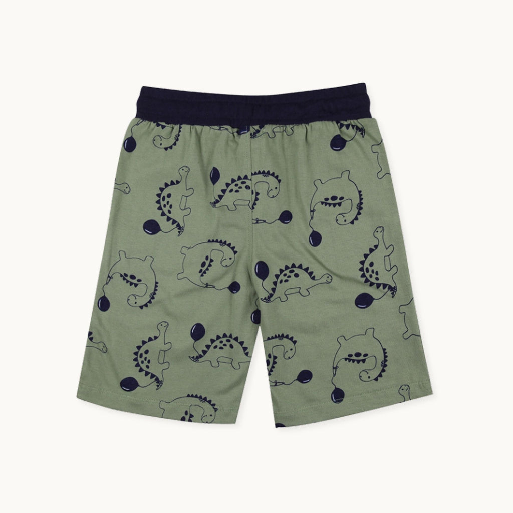 Multicoloured Dinosaur And Stripe Print Short - 2 Pack