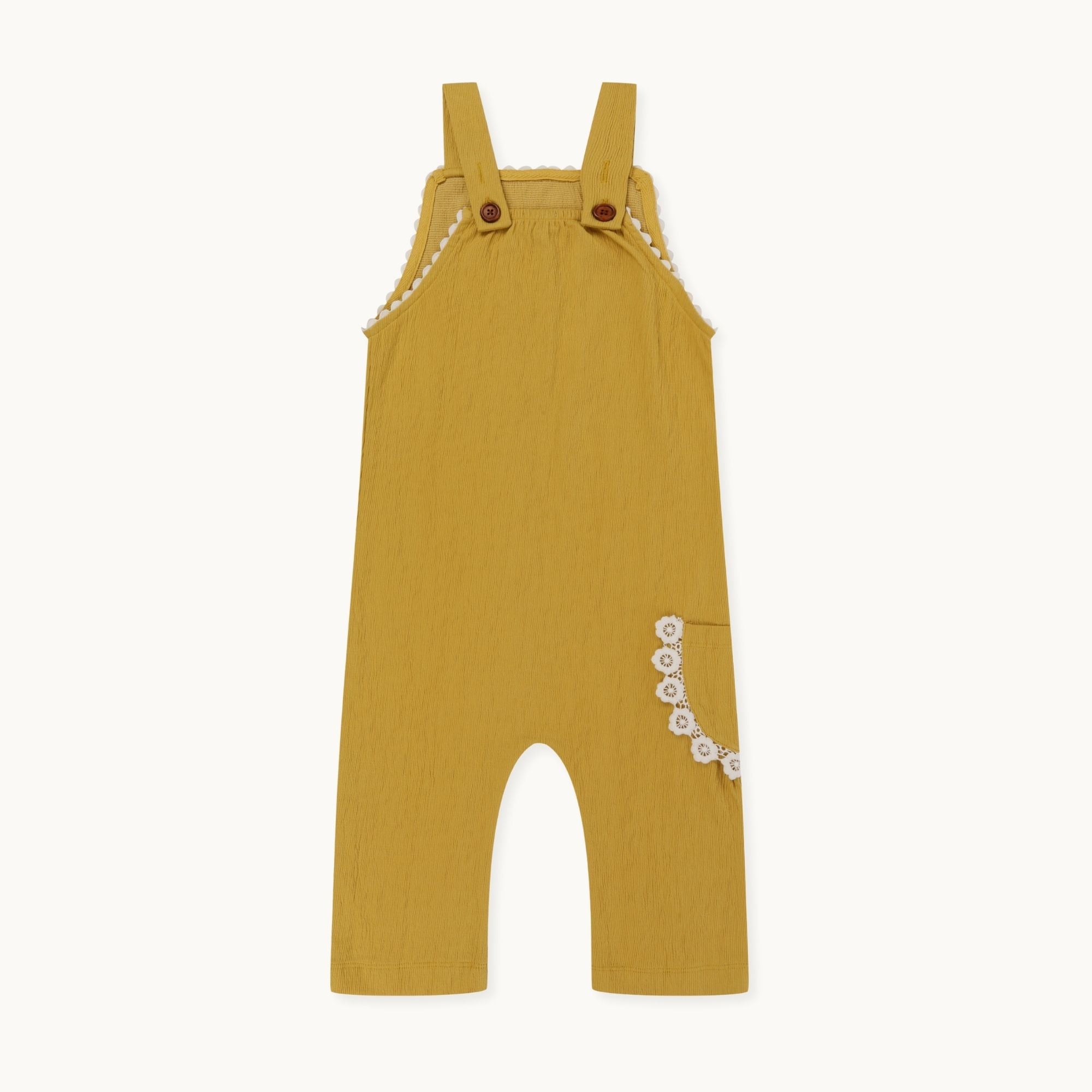 Yellow Floral Applique Dungarees