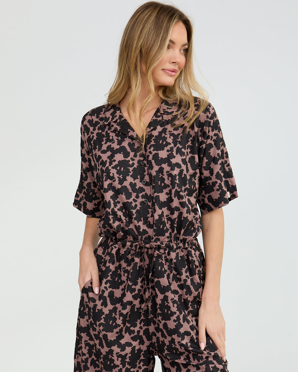 Iris Lilac Smudged Cow Print Crop Jumpsuit - image 2