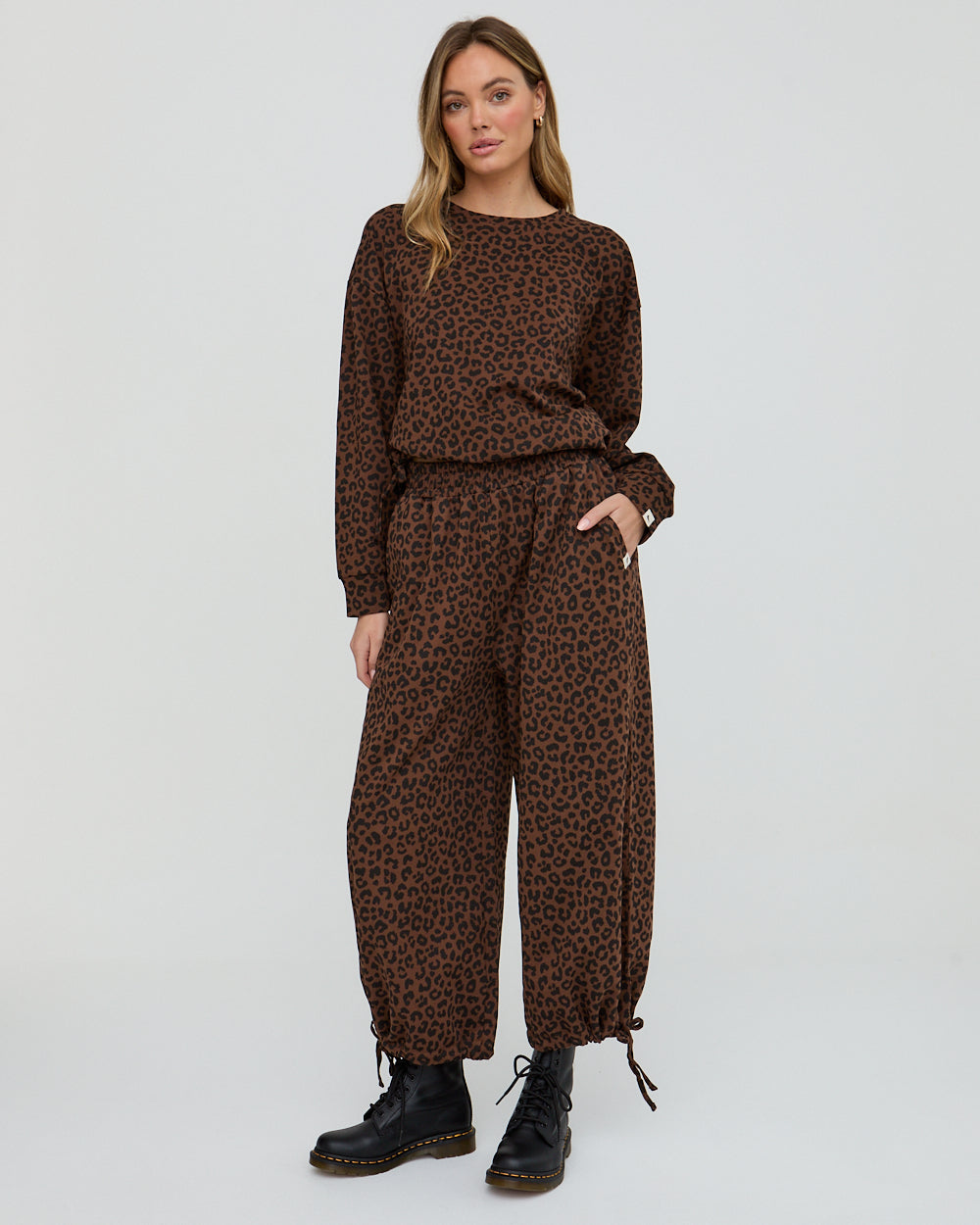 Kit Brown Animal Print Wide Leg Trousers