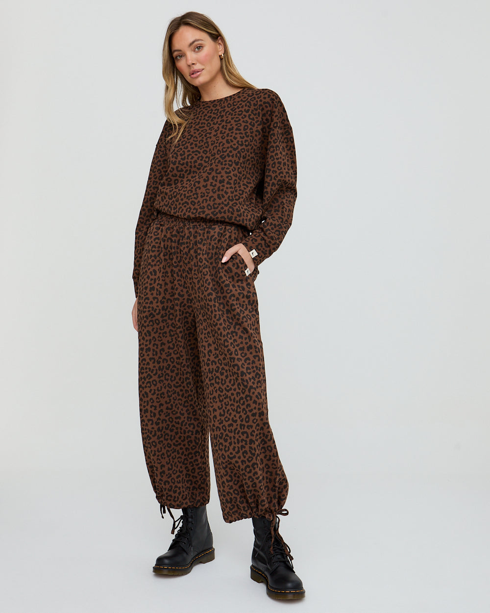 Kit Brown Animal Print Wide Leg Trousers