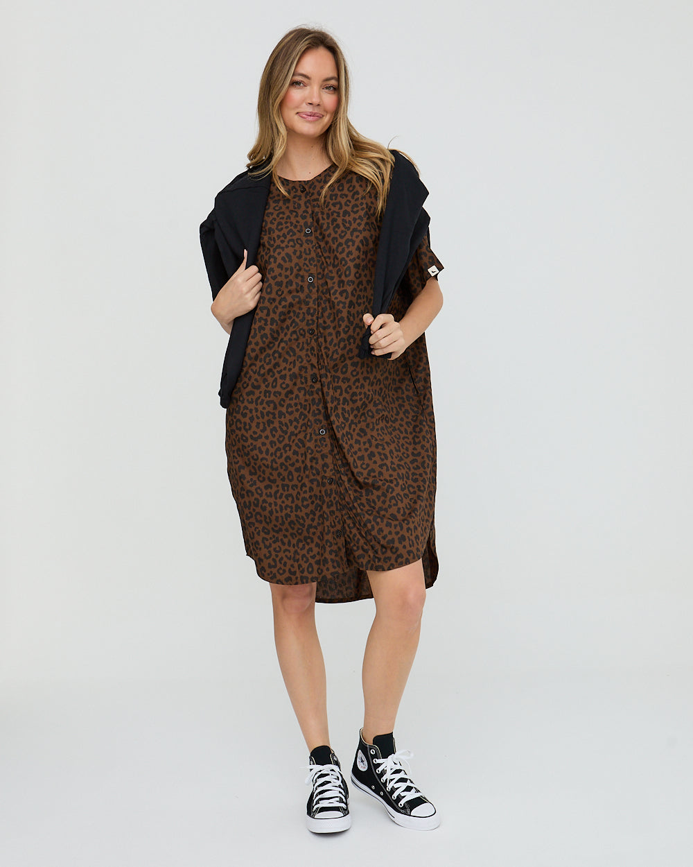 Nina Brown Animal Print Midi Dress - image 2