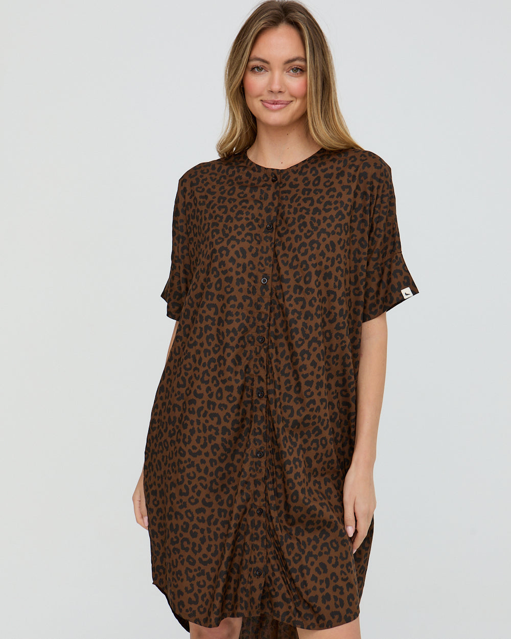 Nina Brown Animal Print Midi Dress - image 4