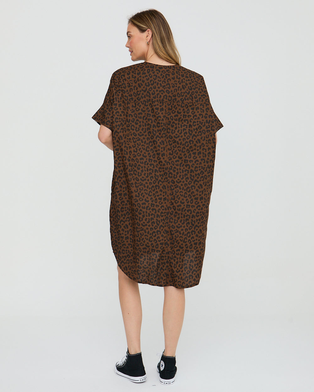 Nina Brown Animal Print Midi Dress - image 5