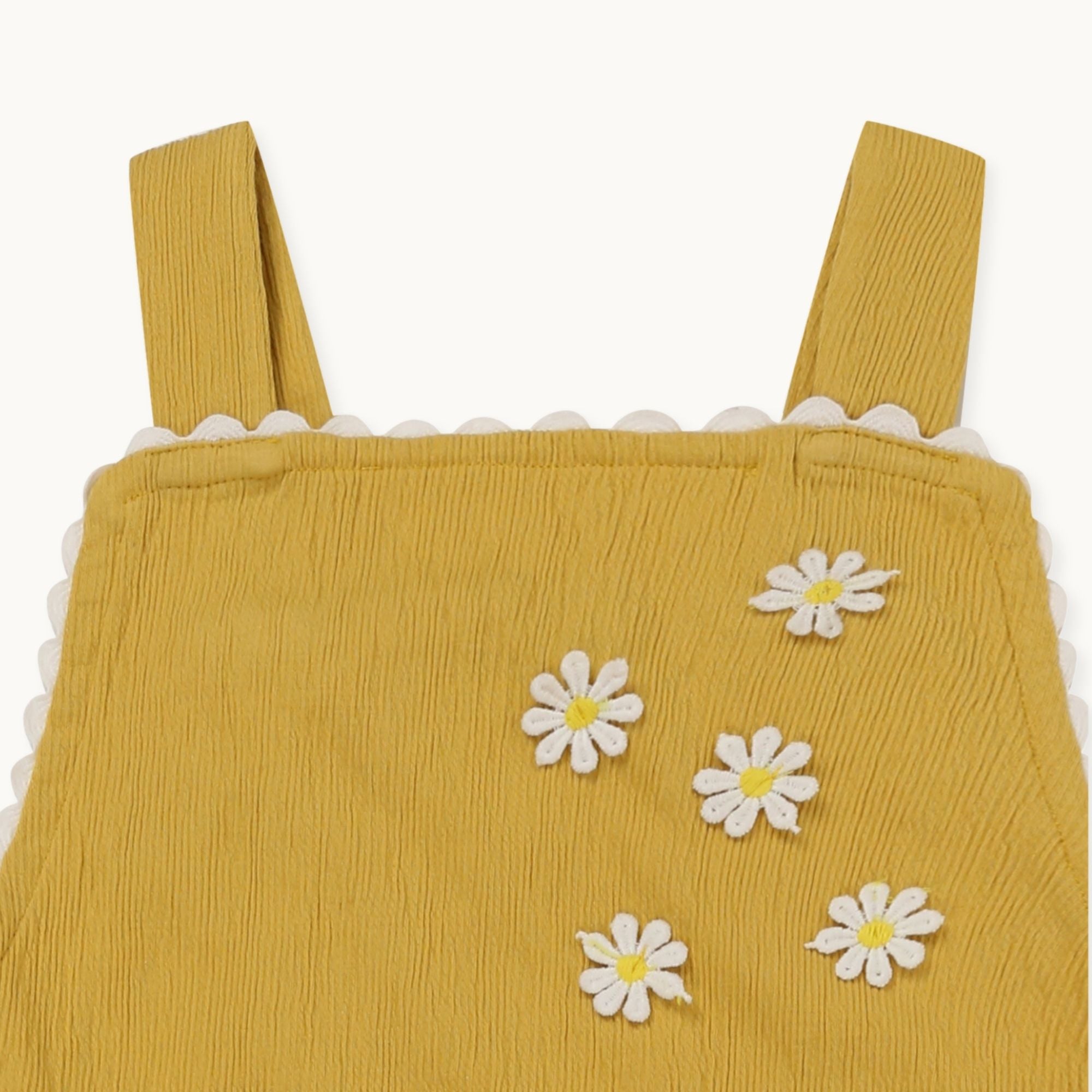 Yellow Floral Applique Dungarees