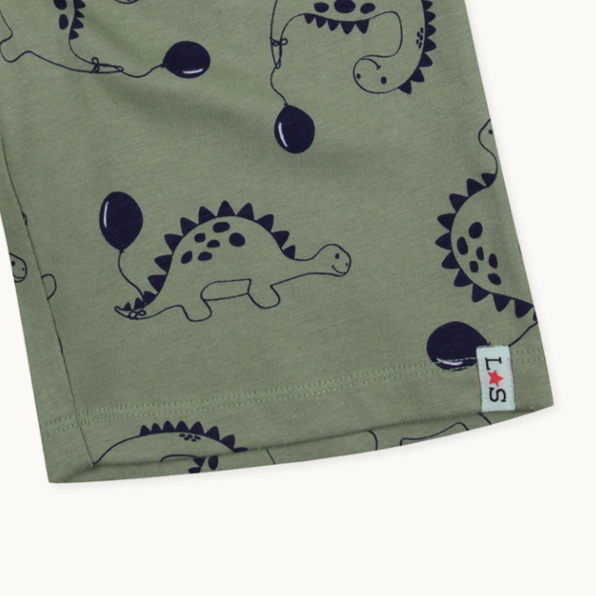 Multicoloured Dinosaur And Stripe Print Short - 2 Pack