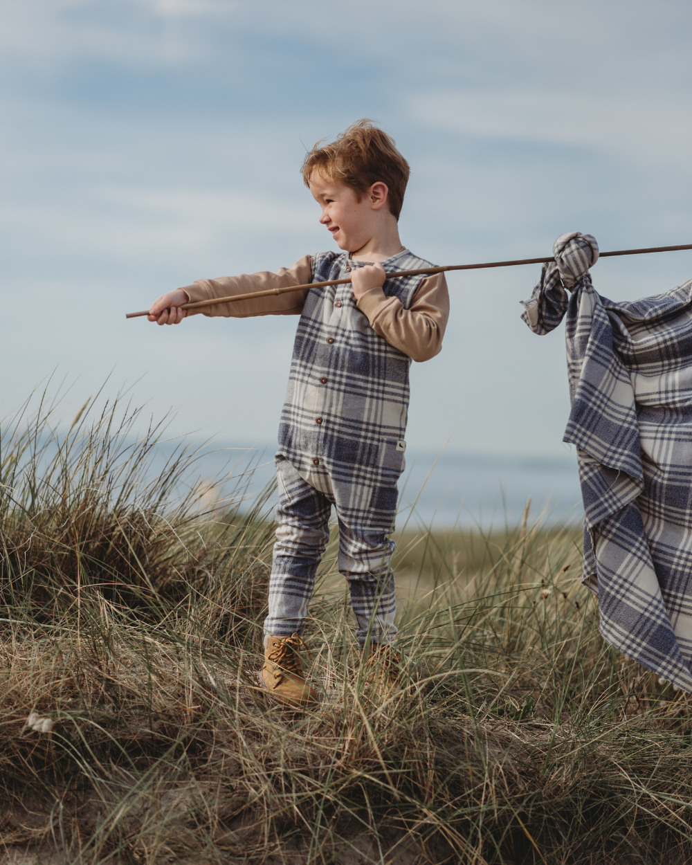 GOTS certified Multicolour Brushed Check Print Jumpsuit - image 1