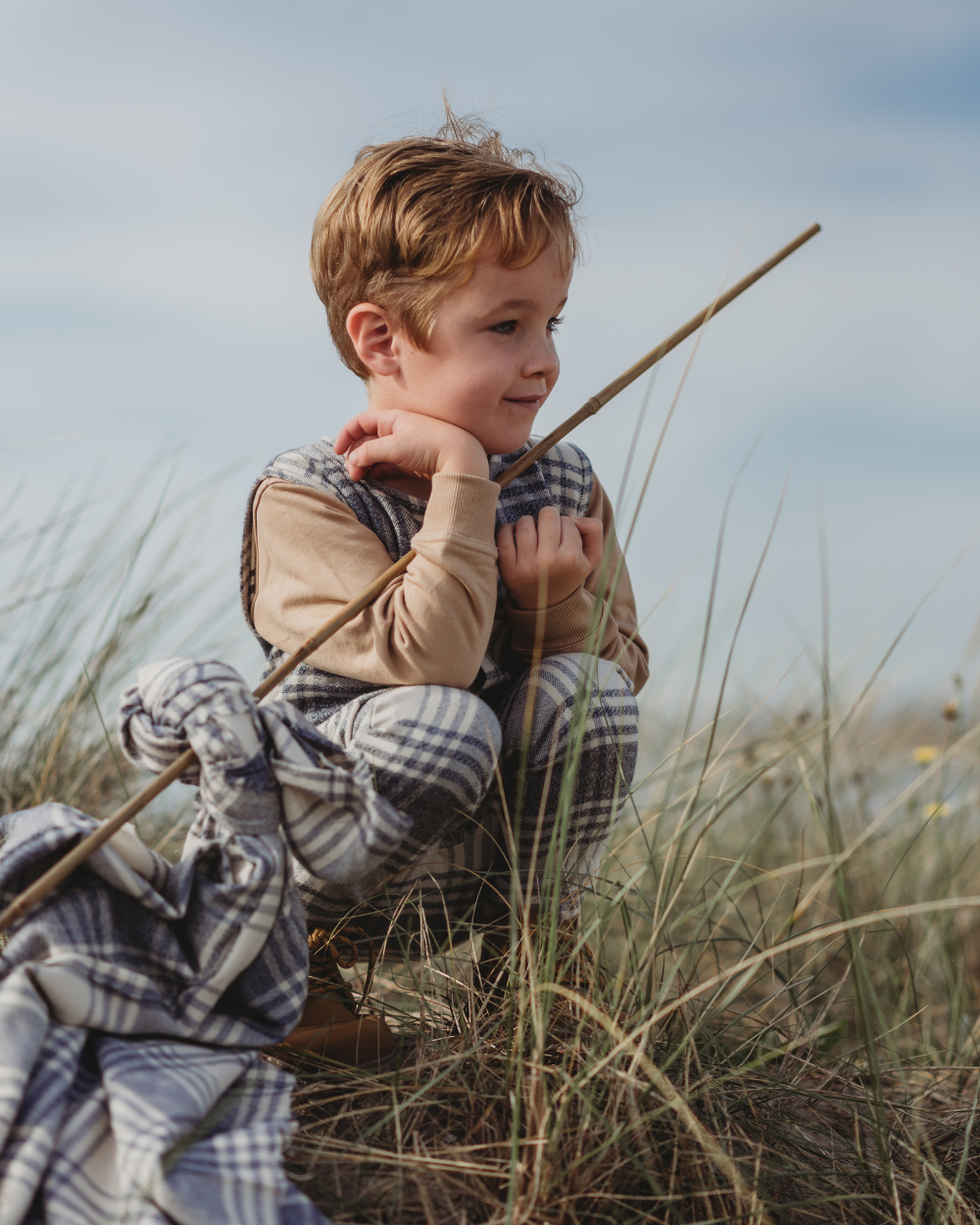 GOTS certified Multicolour Brushed Check Print Jumpsuit - image 7