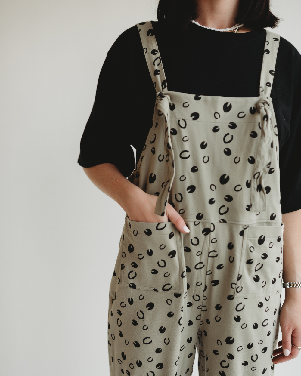 Lila Grey Equestrian Print Dungarees- image 2