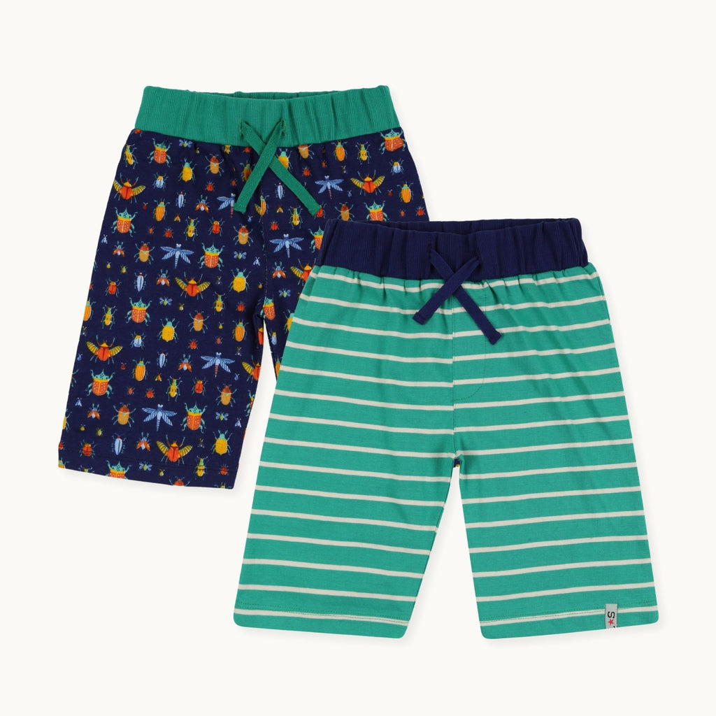 Multicoloured Bugs And Stripe Print Short - 2 Pack