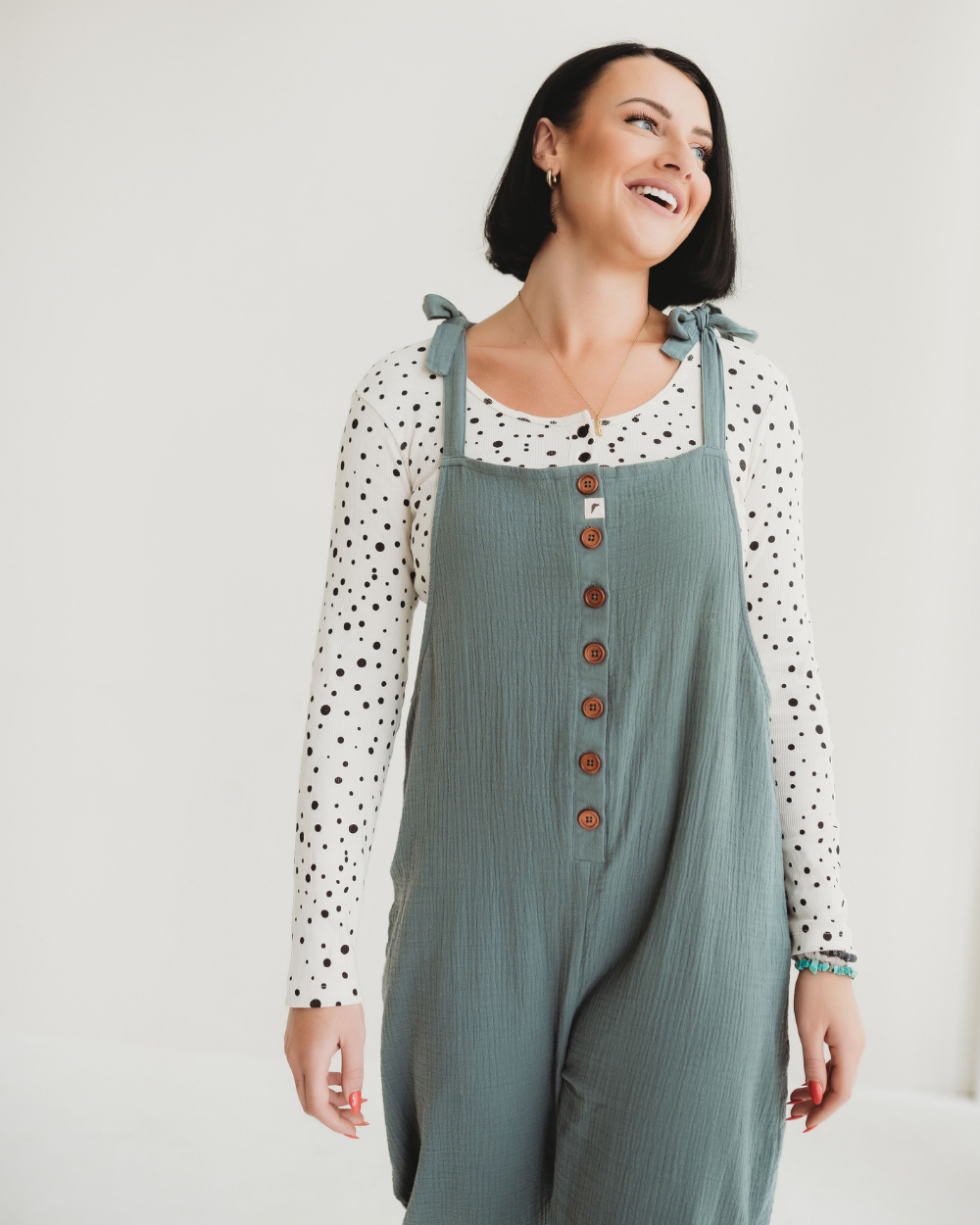 organic cotton Erin Sea Blue Dungarees - image 3