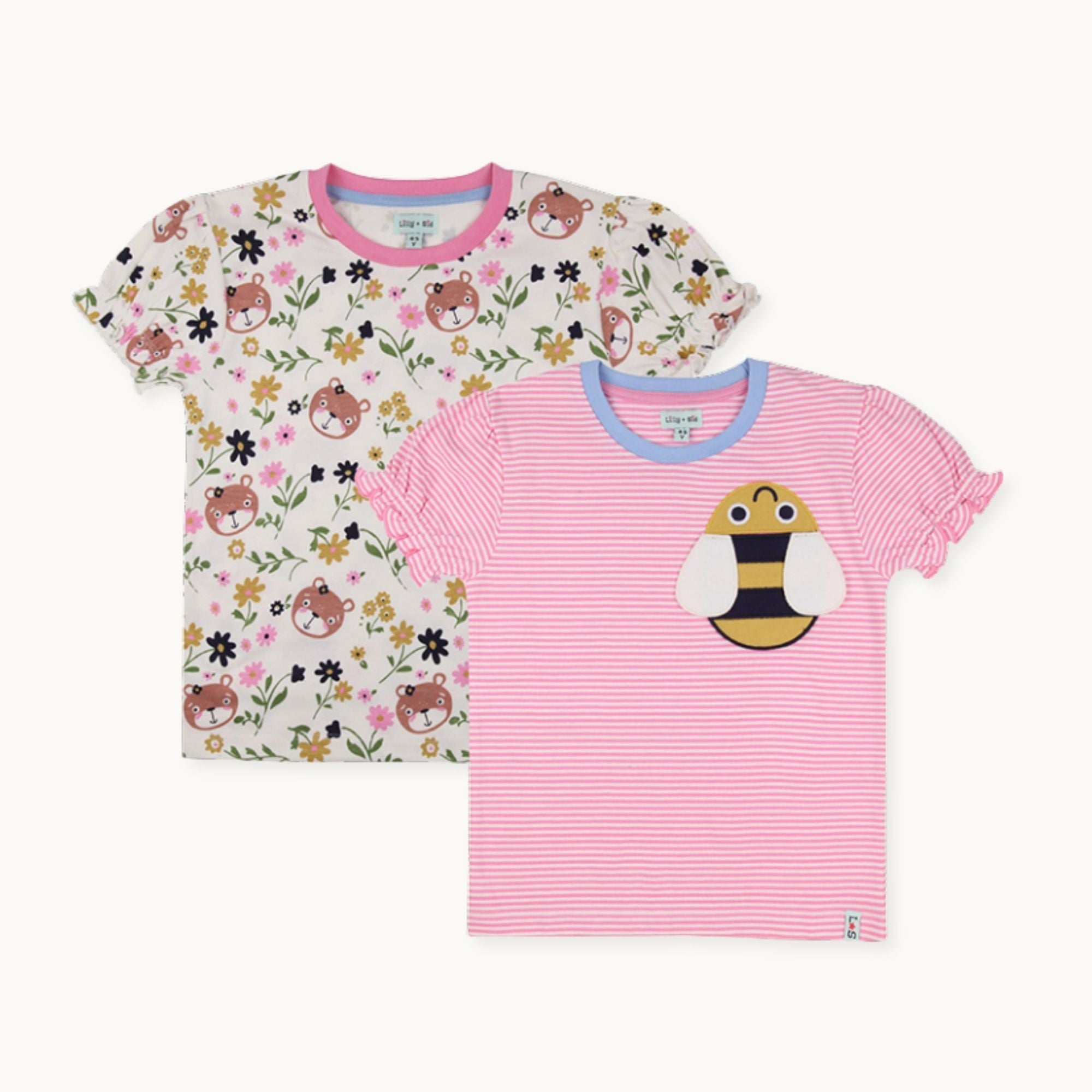 Multicoloured Lilly And Sid And Stripe Print T-Shirts - 2 Pack