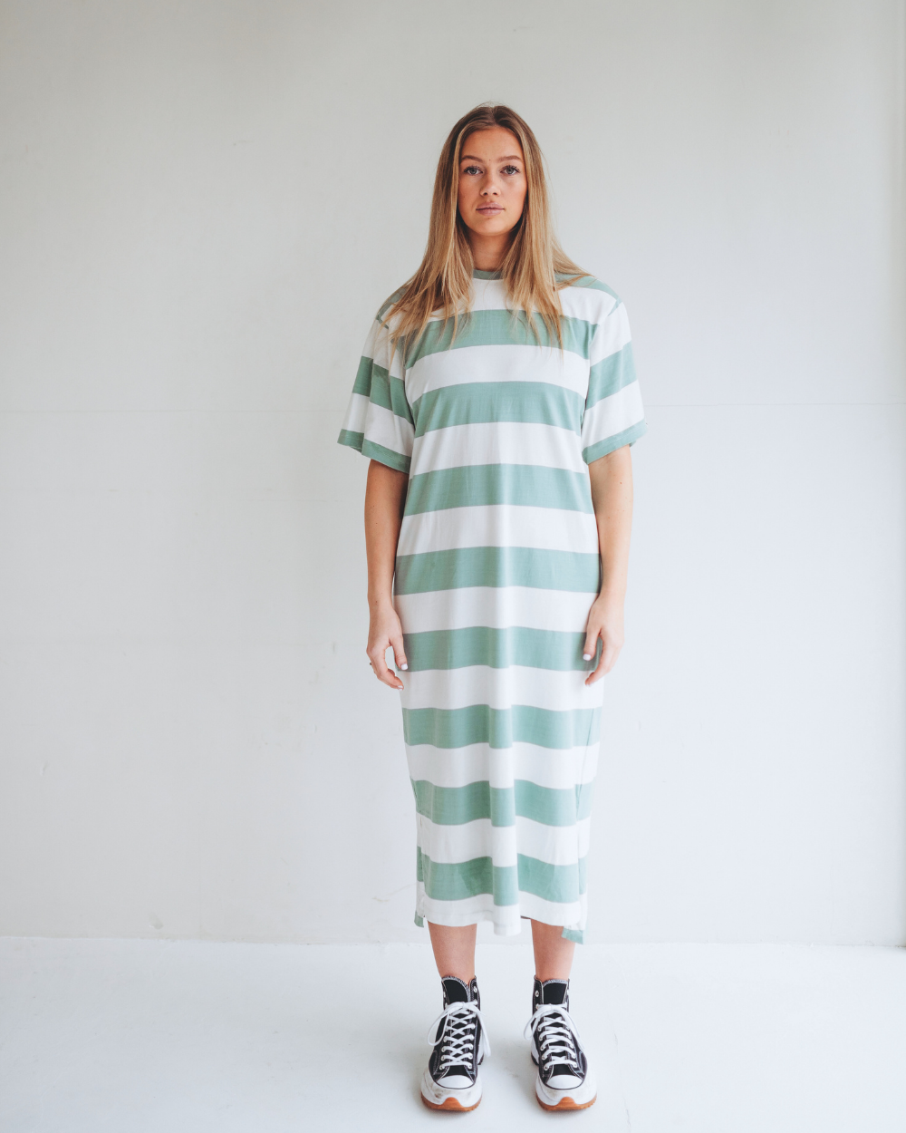 organic cotton Ruby Green Wide Stripe Print Maxi Dress - image 2