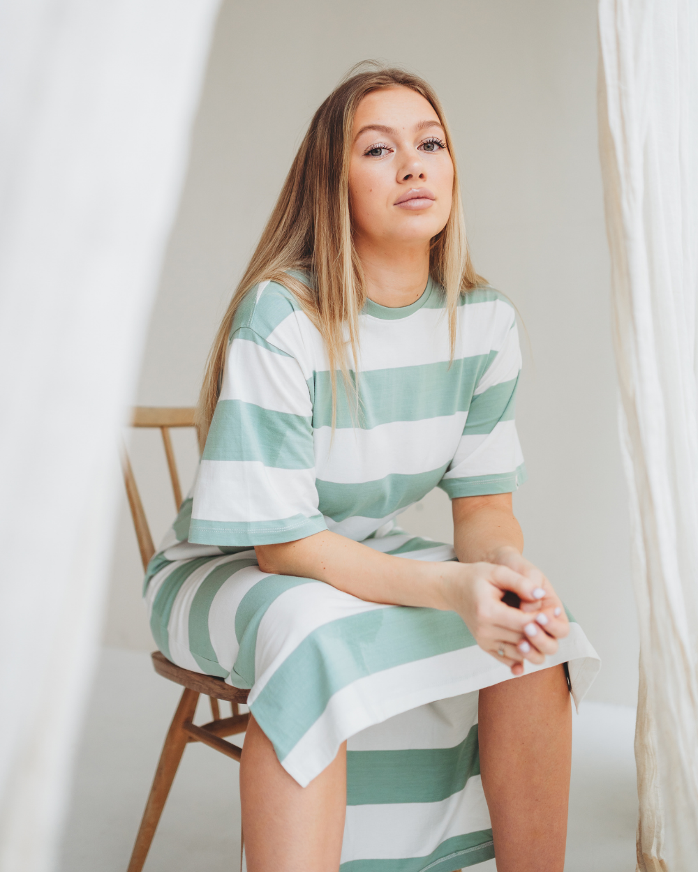 organic cotton Ruby Green Wide Stripe Print Maxi Dress - image 5