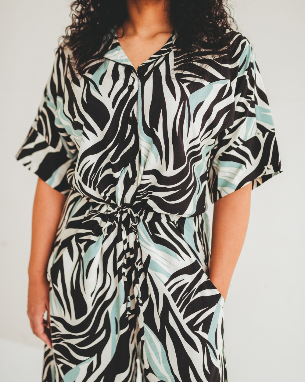 eco viscose Iris Multicolour Zebra Twirl Print Jumpsuit - image 4