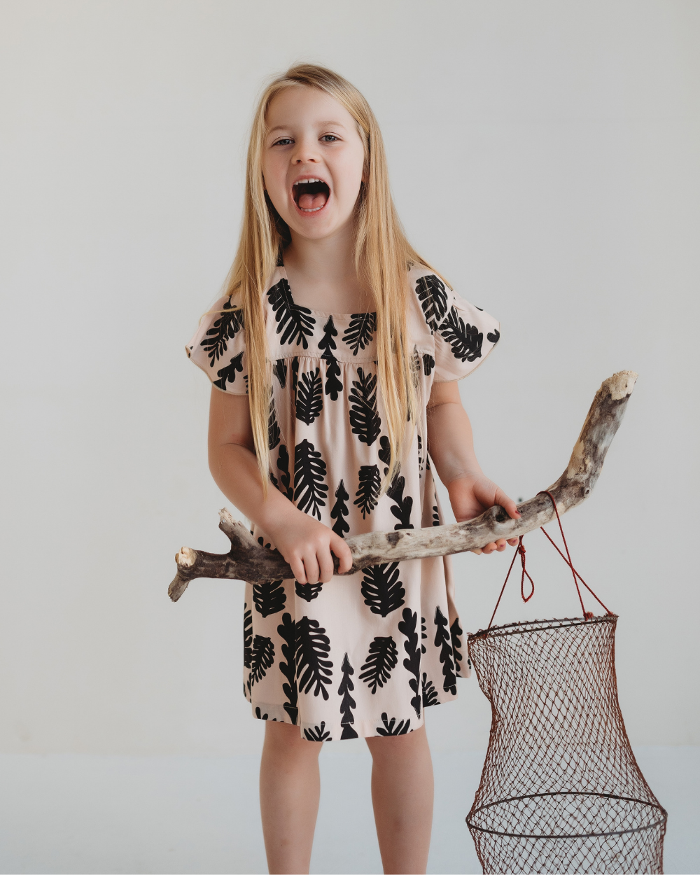 eco viscose Cream Seaweed Print Dress - image 1