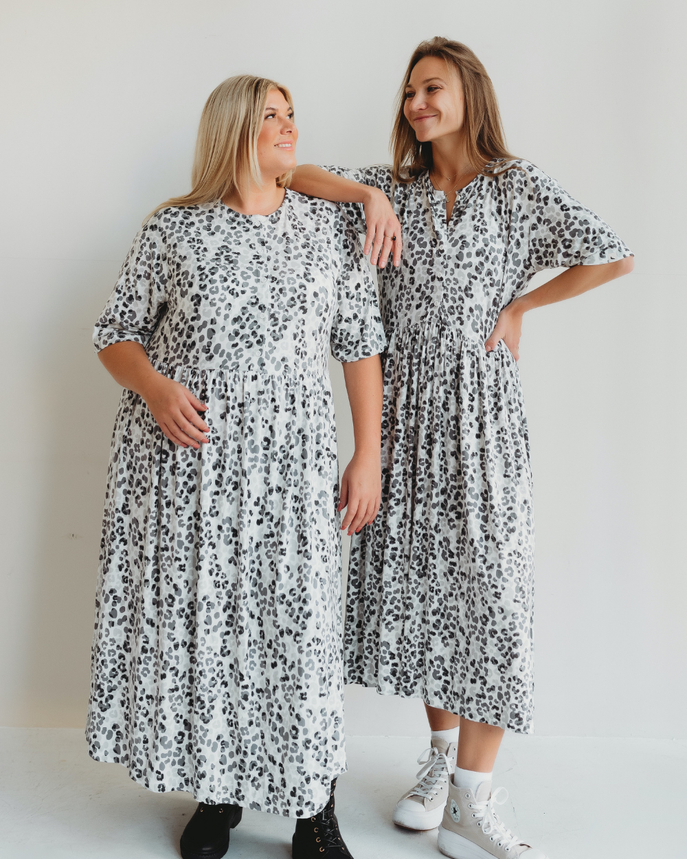 organic cotton Matilda White Leopard Animal Print Midi Dress - image 1