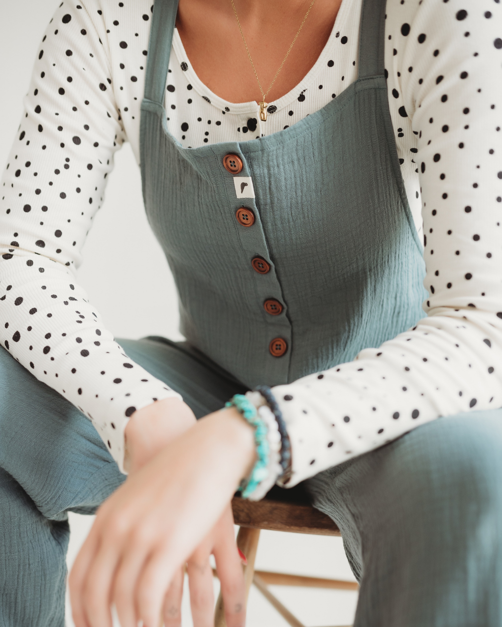 organic cotton Nora Cream Abstract Spot Print Top - image 3