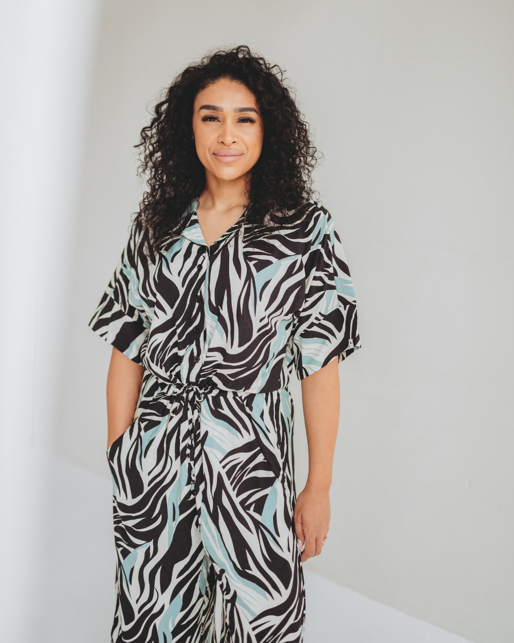 eco viscose Iris Multicolour Zebra Twirl Print Jumpsuit - image 5