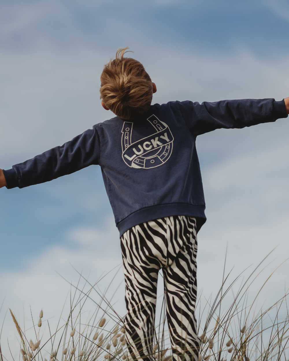 Blue Lucky Slogan Embroidered Jacket - image 1