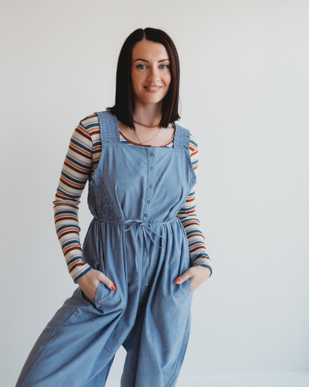 Alice Blue Smocking Strap Jumpsuit- image 6