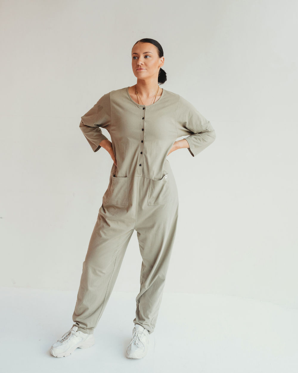 Mila Stone Long Sleeve Jumpsuit- image 8
