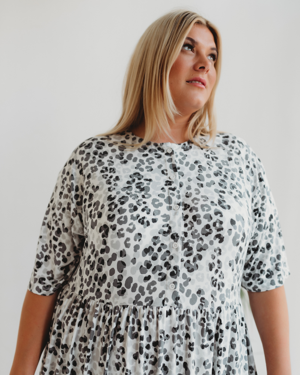 organic cotton Matilda White Leopard Animal Print Midi Dress - image 4