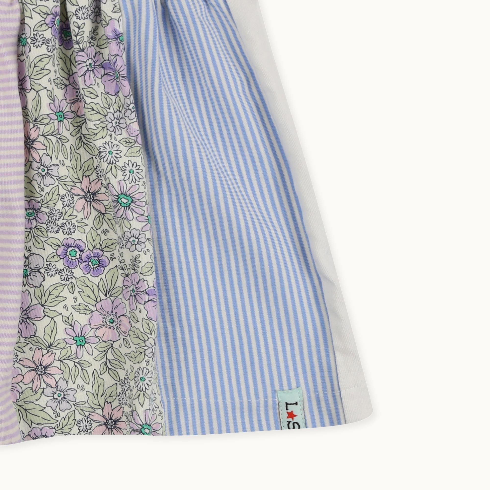 Multicoloured Ditsy Floral And Stripe Print Top