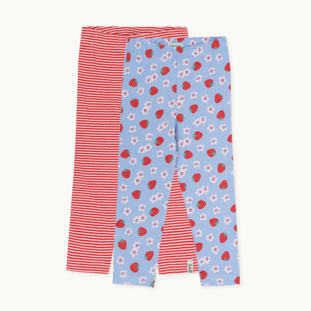 Multicoloured Strawberry and Stripe Print Leggings -2 Pack
