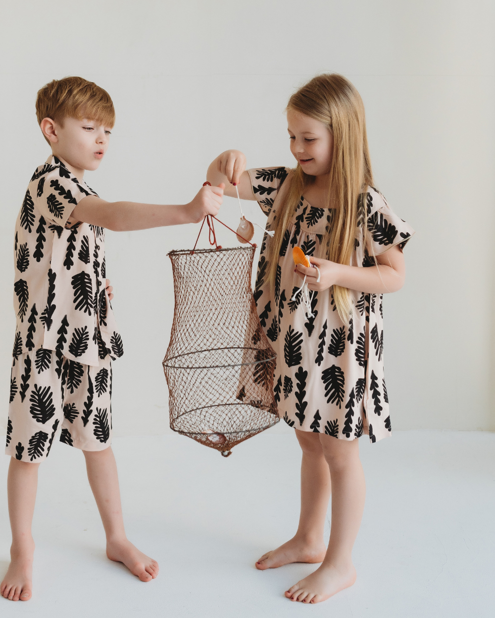 eco viscose Cream Seaweed Print Dress - image 2