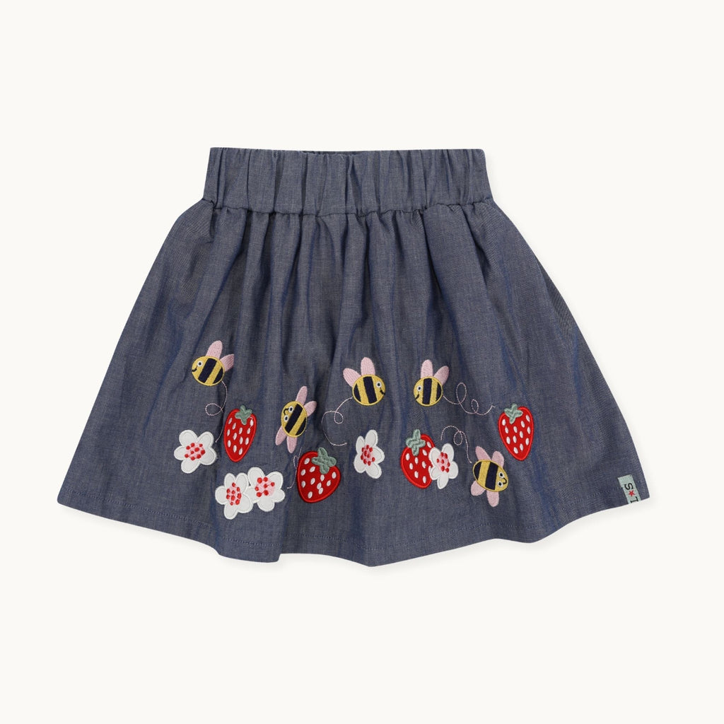 Blue Bee Floral Applique Skirt