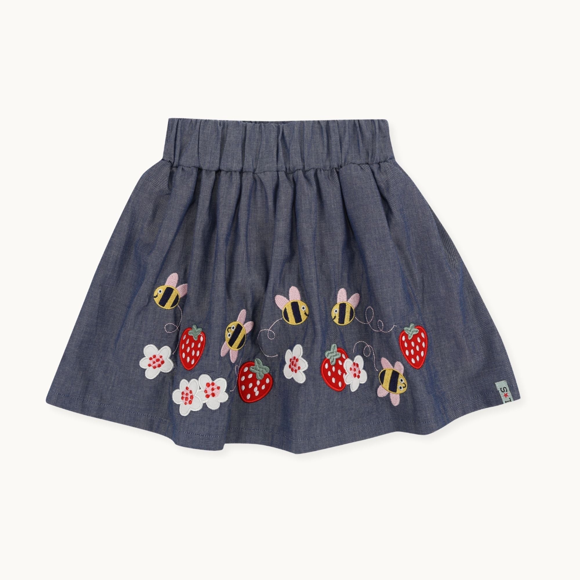 Blue Bee Floral Applique Skirt