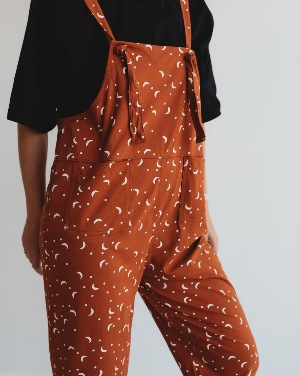 organic cotton Lila Orange Half Moon Print Dungarees - image 2