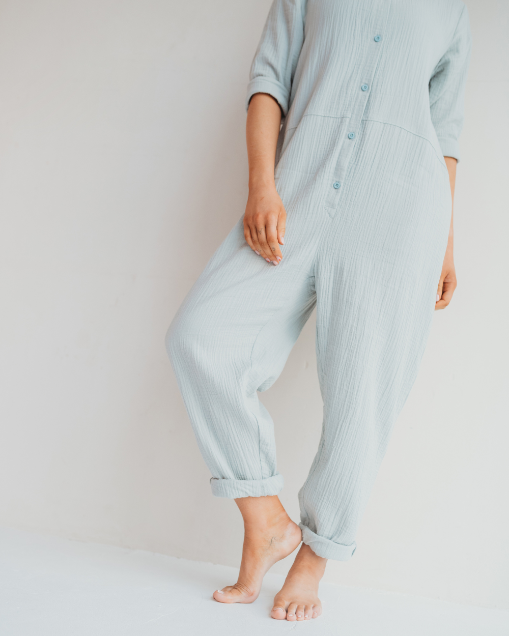 Shana Sky Blue Collared Jumpsuit- image 6