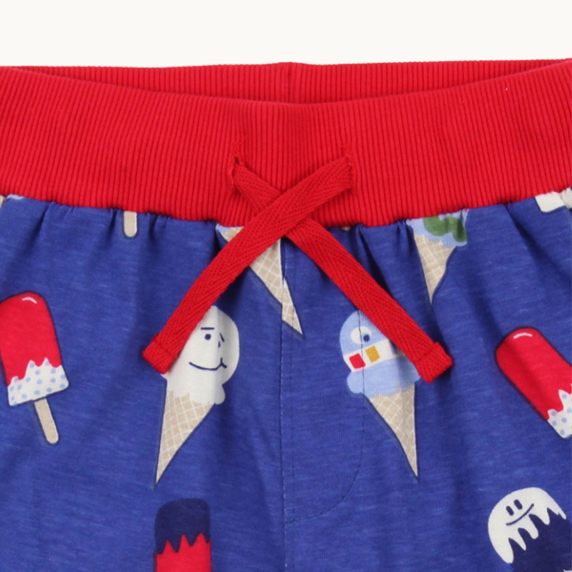 Multicoloured Happy Ice Cream And Stripe Print Short - 2 Pack