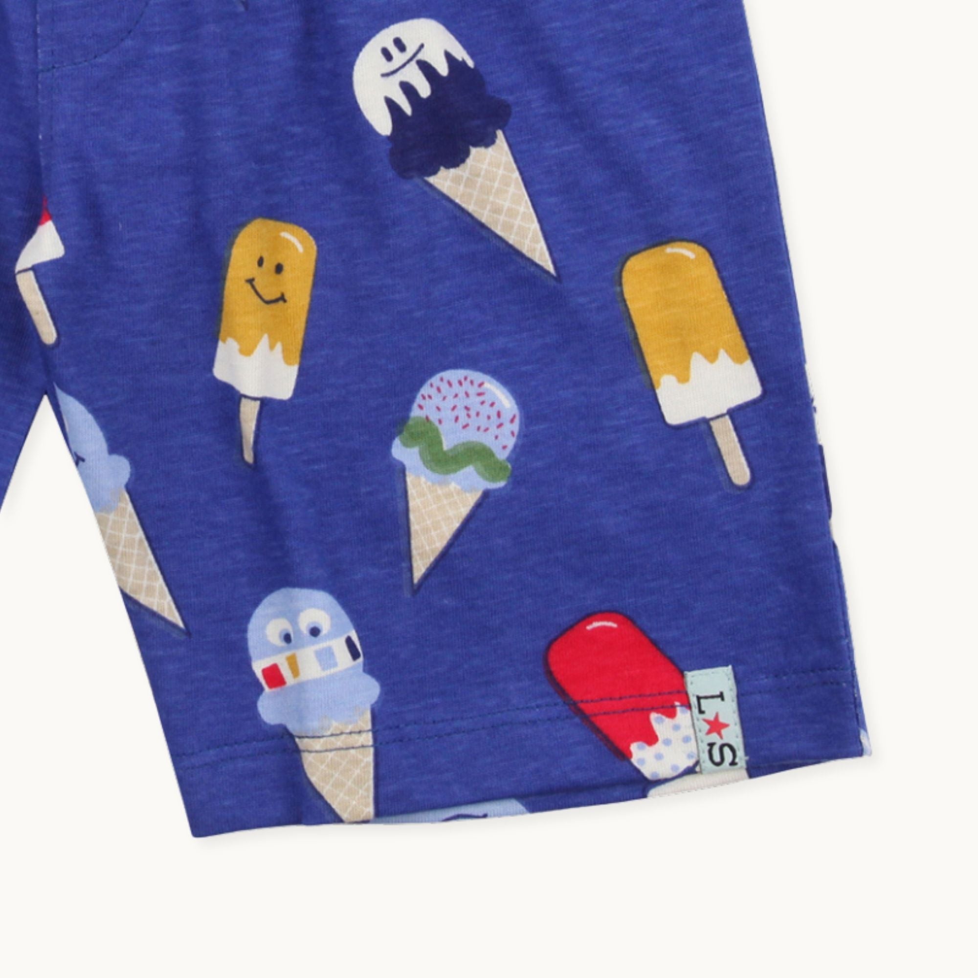 Multicoloured Happy Ice Cream And Stripe Print Short - 2 Pack