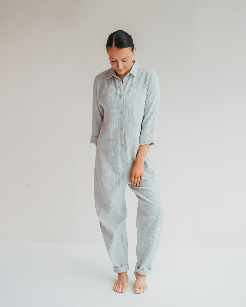 Shana Sky Blue Collared Jumpsuit- image 2