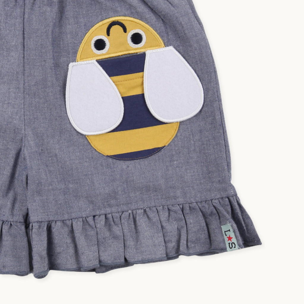Blue Busy Bee Applique Shorts