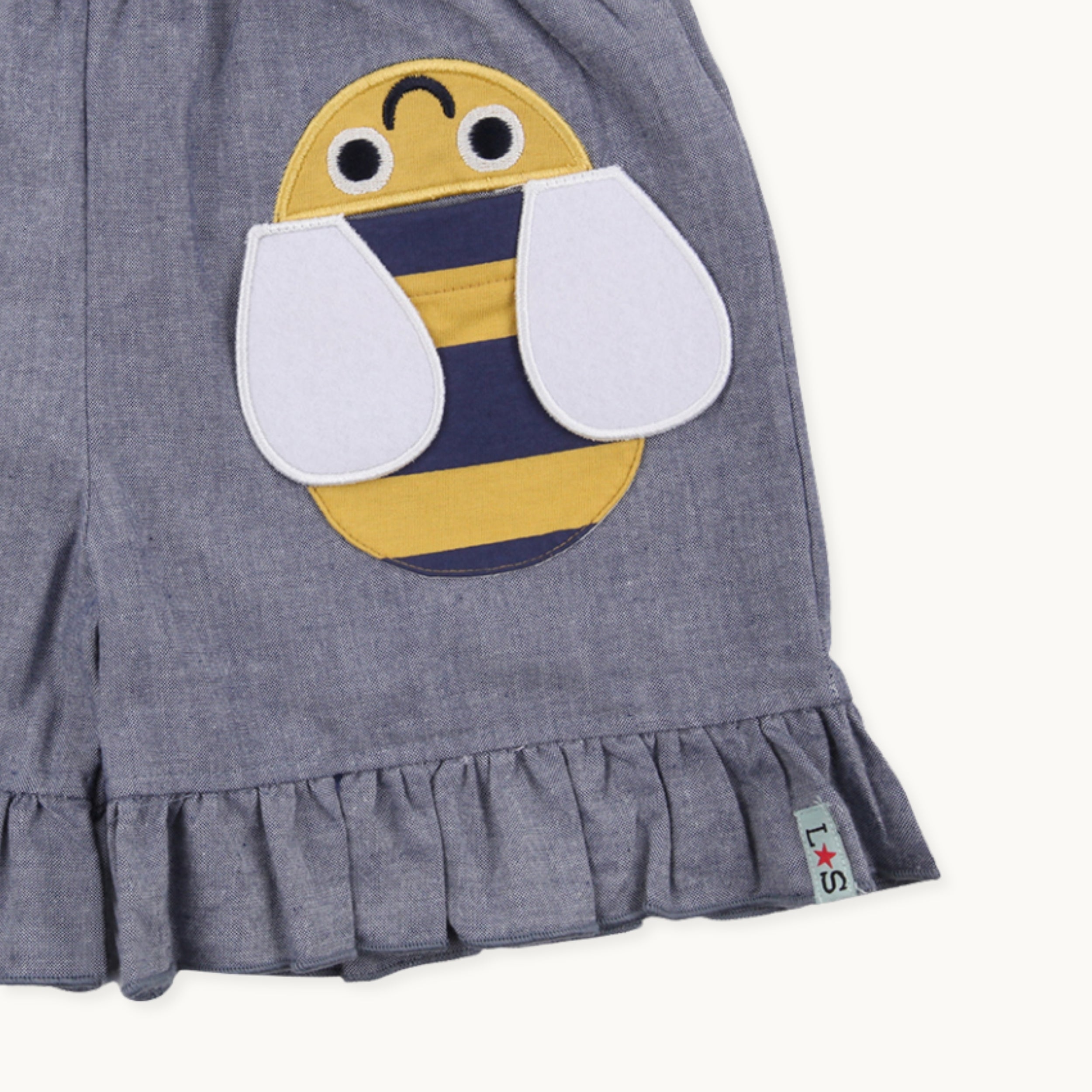 Blue Busy Bee Applique Shorts