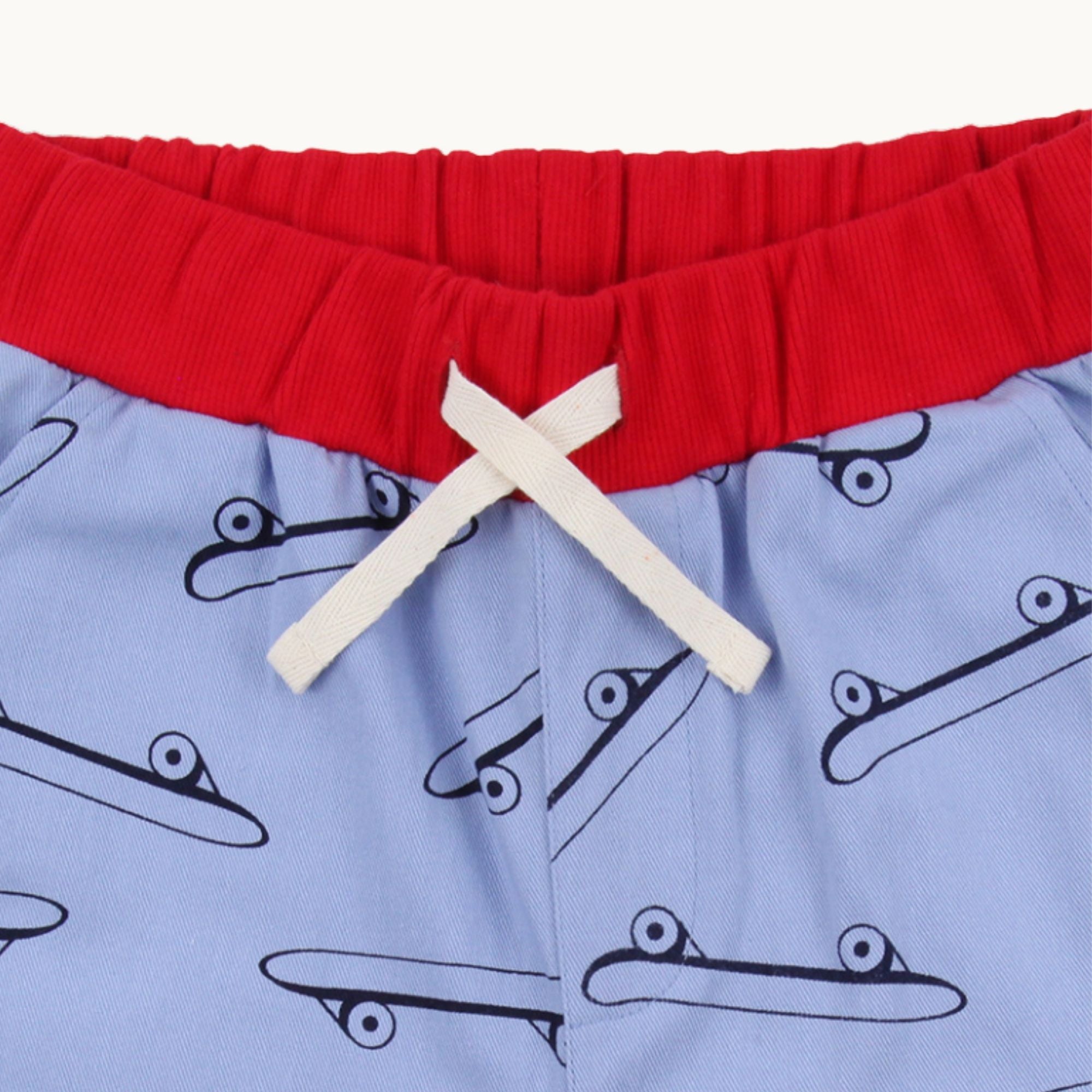 Blue Skateboard Print Shorts