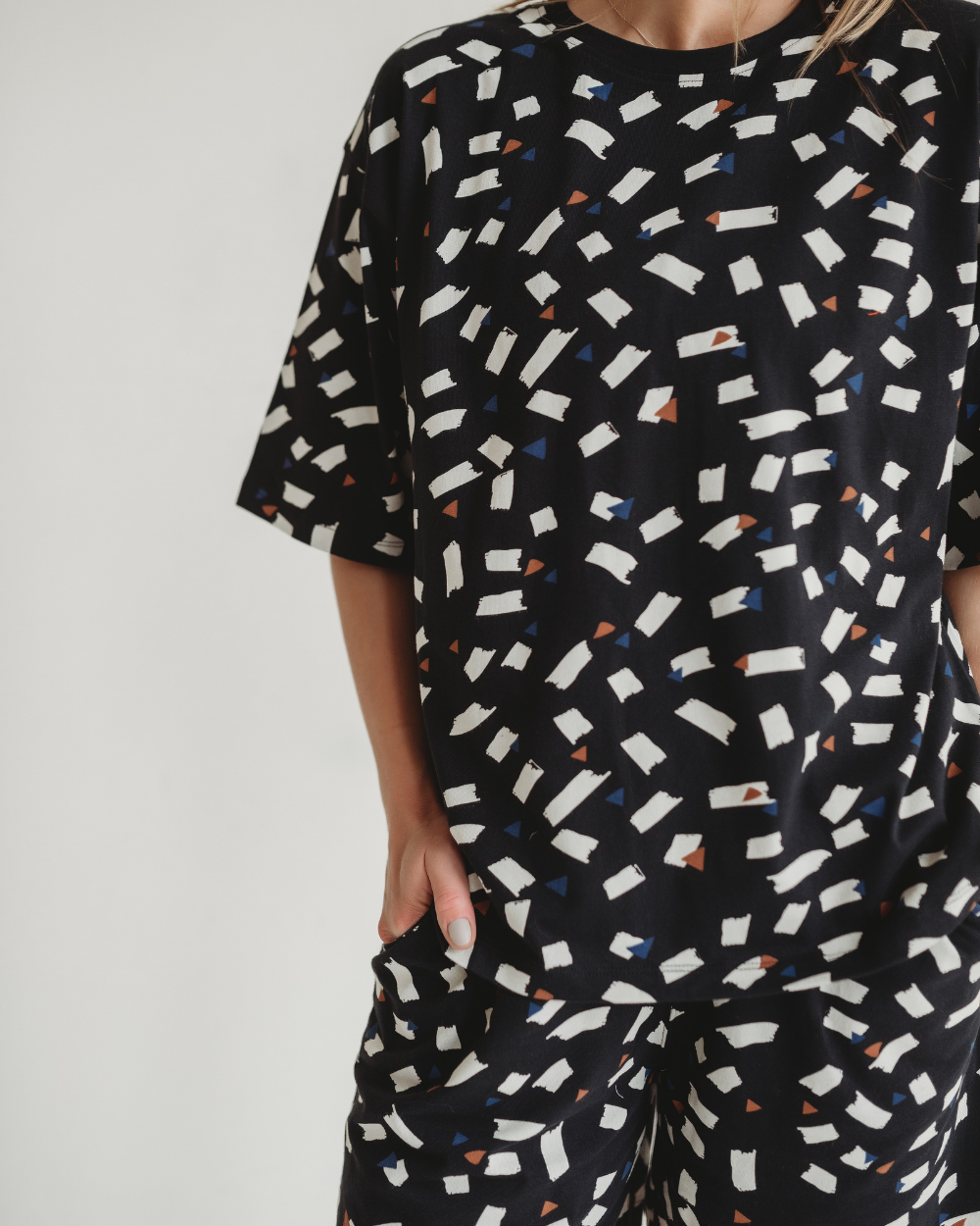 organic cotton Elsie Black Confetti Print Oversized T-Shirt - image 2