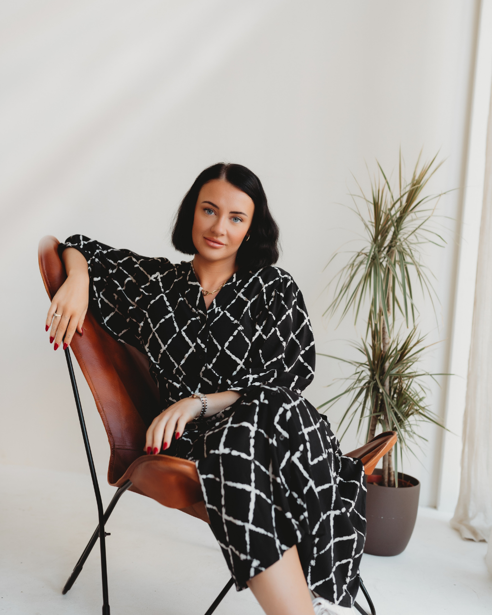 organic cotton Clara Black Harlequin Print Midi Dress - image 1