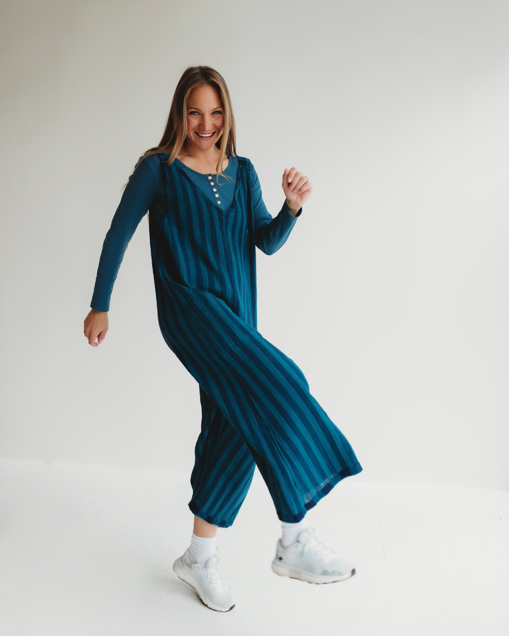 Grace Navy Check Print Reversible Wide Leg Jumpsuit- image 1
